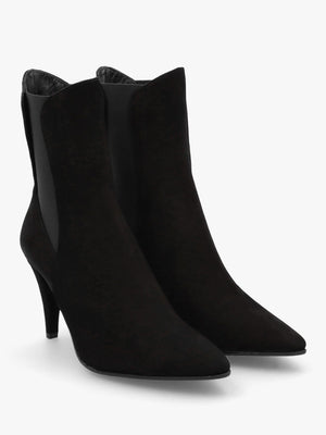 Nelly Black Suede Cone Heel Chelsea Boots