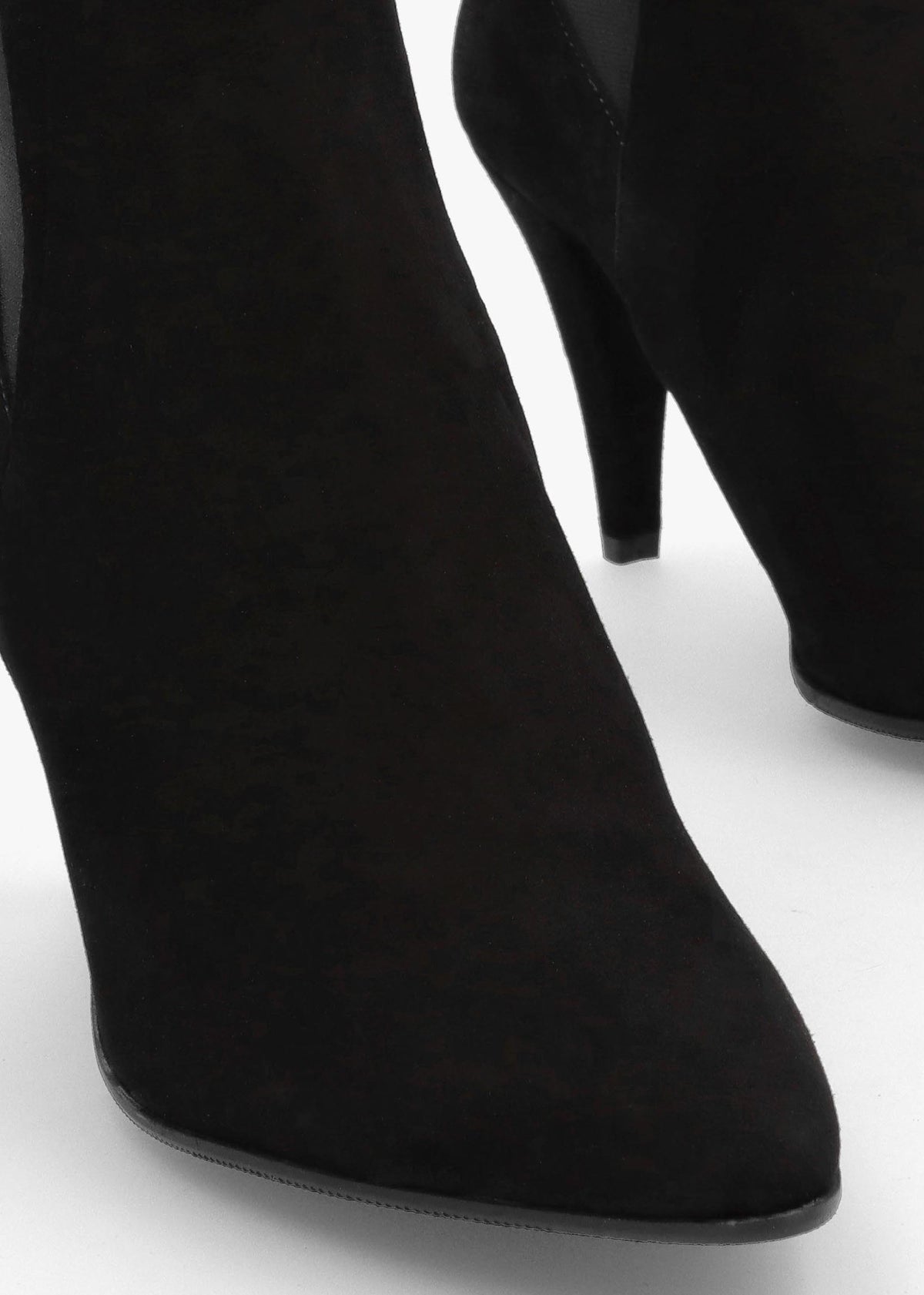 Nelly Black Suede Cone Heel Chelsea Boots