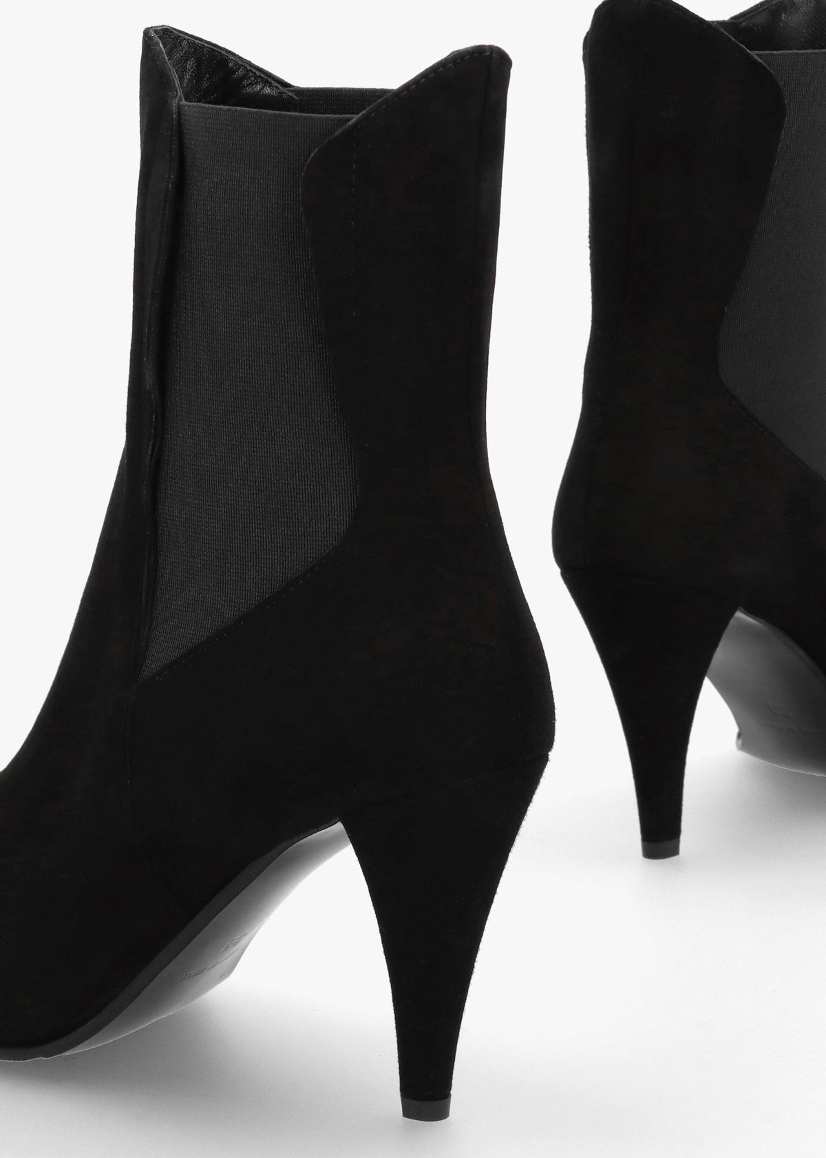Nelly Black Suede Cone Heel Chelsea Boots