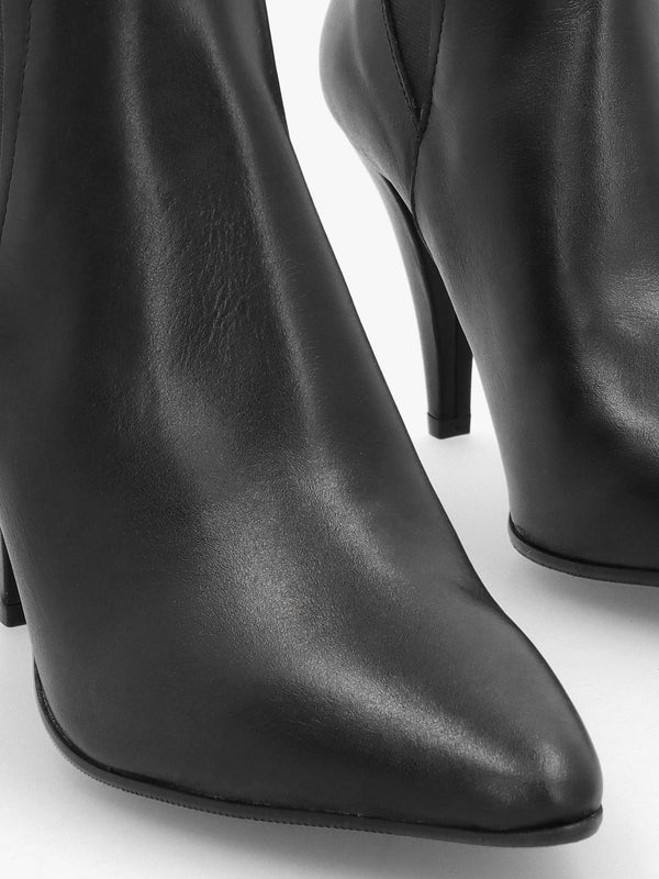 Nelly Black Leather Cone Heel Chelsea Boots