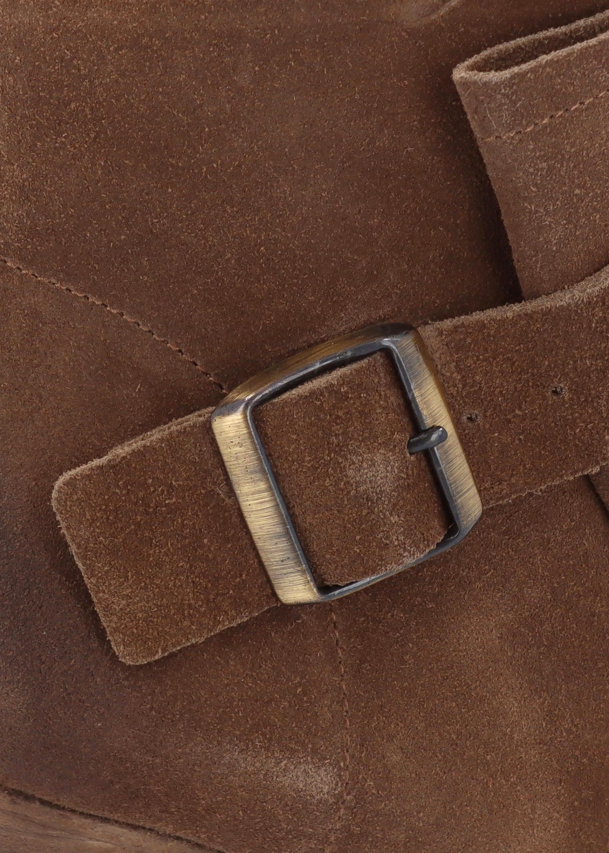 Giddy Taupe Suede Buckle Block Heeled Ankle Boots