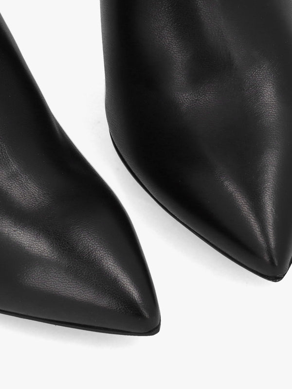 Gardenia 80's Black Leather Elasticated Back Heeled Calf Boots