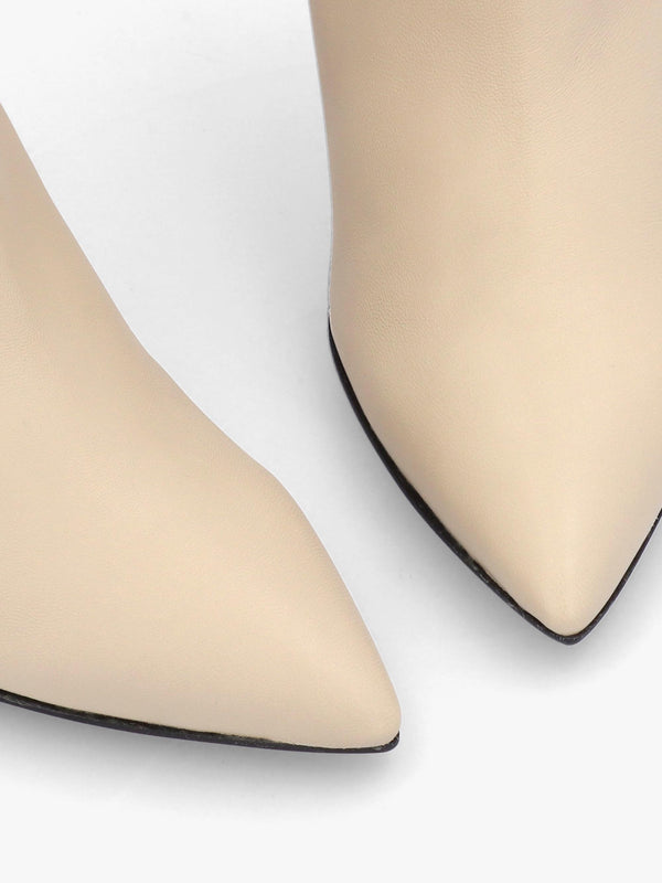 Gardenia 80's Cream Leather Elasticated Back Heeled Calf Boots
