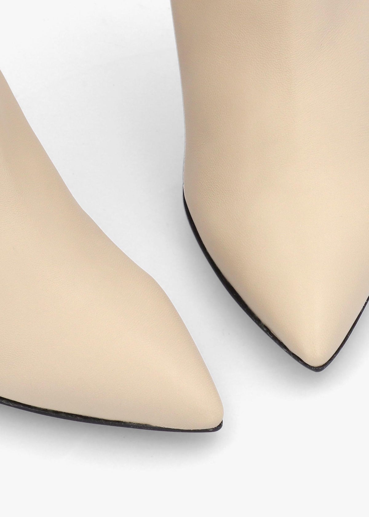 Gardenia 80's Cream Leather Elasticated Back Heeled Calf Boots