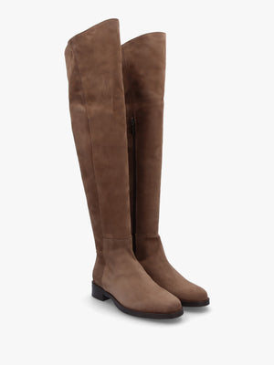 Giselle Taupe Suede Over The Knee Boots