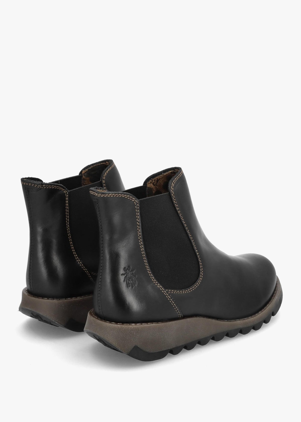 Salv Black Rug Leather Wedge Chelsea Boots