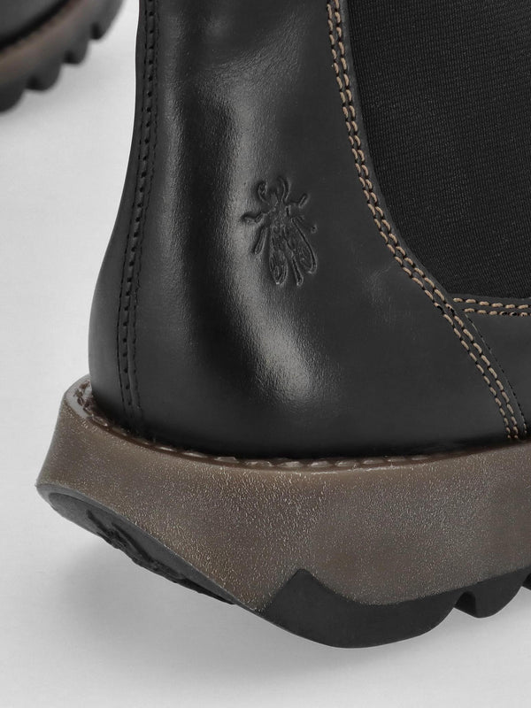 Salv Black Rug Leather Wedge Chelsea Boots
