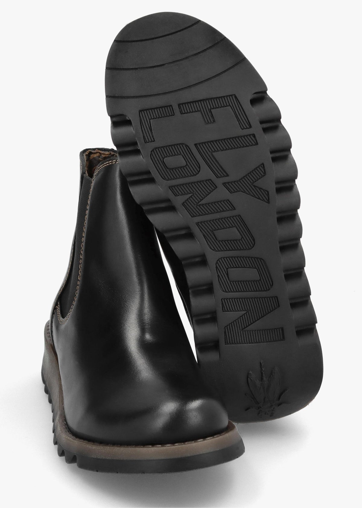 Salv Black Rug Leather Wedge Chelsea Boots