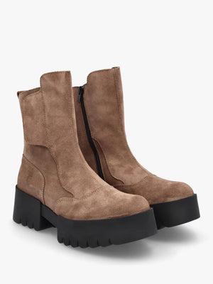 Egli Taupe Suede Block Heel Chunky Ankle Boots