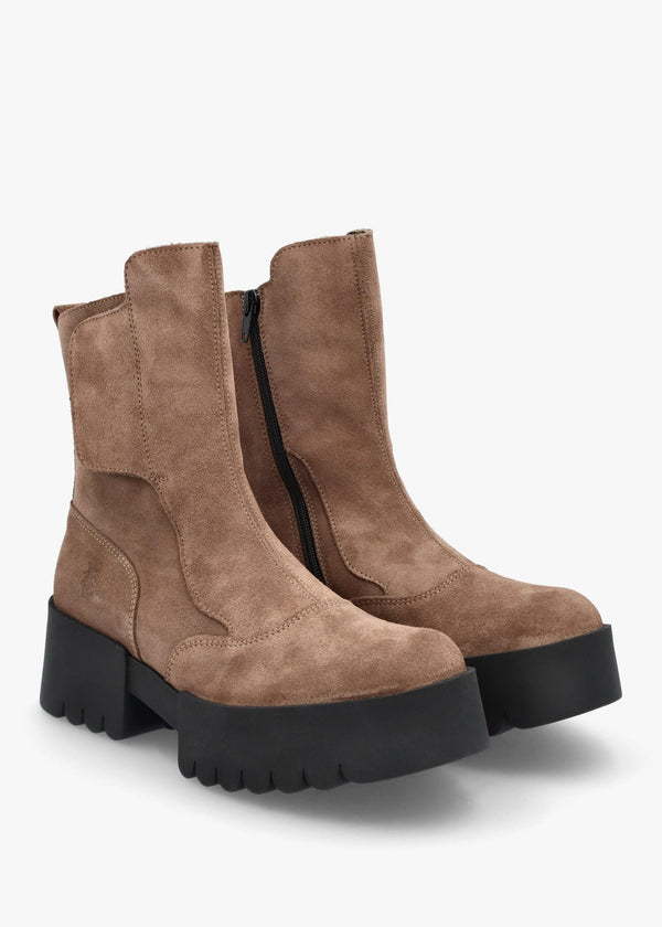 Egli Taupe Suede Block Heel Chunky Ankle Boots