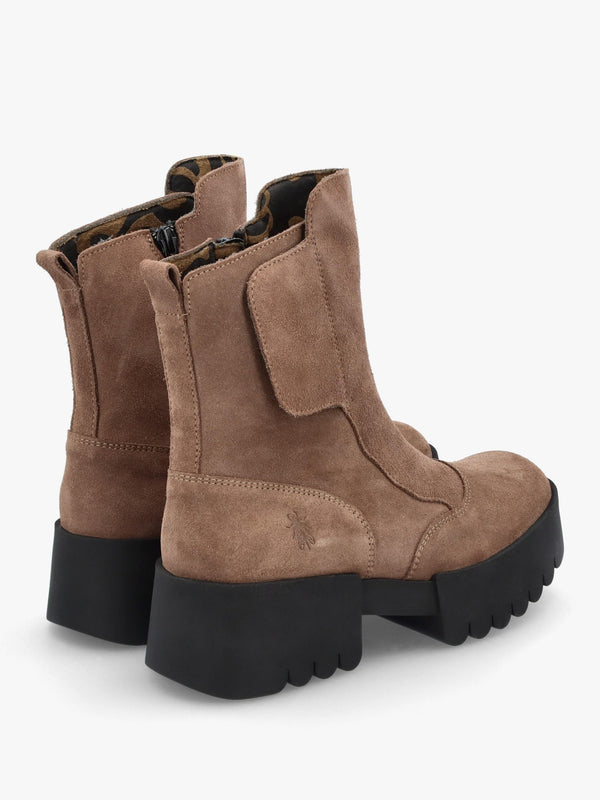 Egli Taupe Suede Block Heel Chunky Ankle Boots