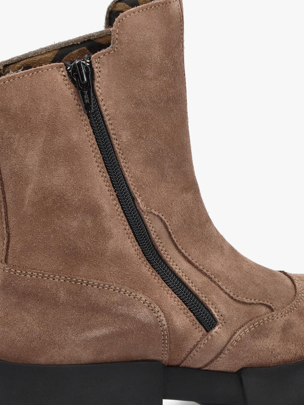 Egli Taupe Suede Block Heel Chunky Ankle Boots