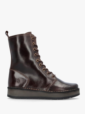Rami Dark Brown Rug Leather Lace Up Ankle Boots