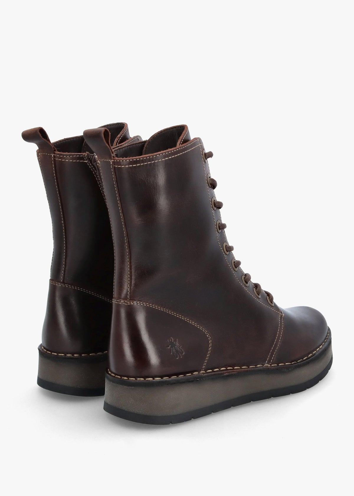Rami Dark Brown Rug Leather Lace Up Ankle Boots