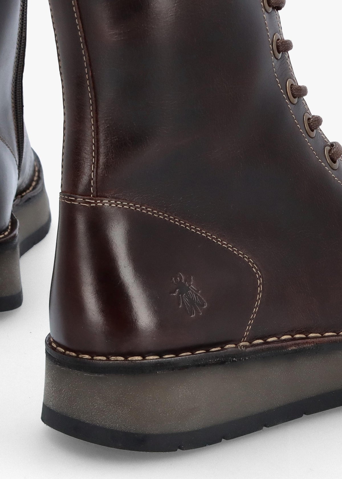 Rami Dark Brown Rug Leather Lace Up Ankle Boots