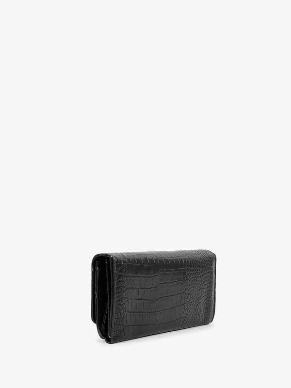 Eco Friendly Linden Black Moc Croc Wallet
