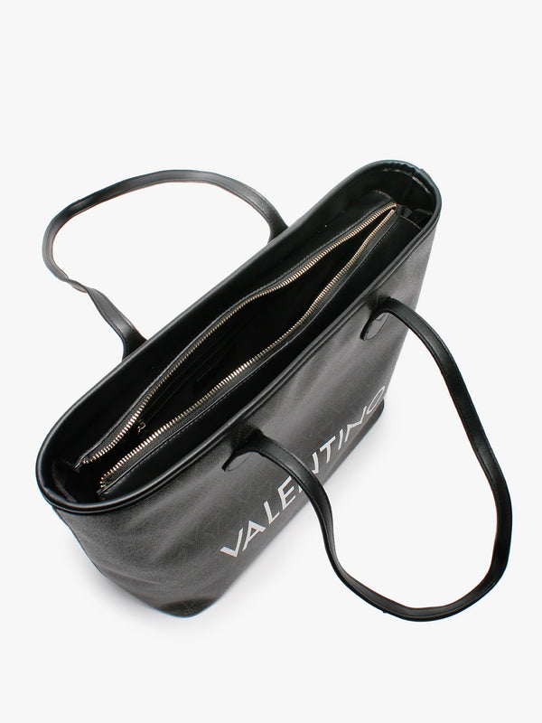 Liuto Black Repeat Logo Tote Bag