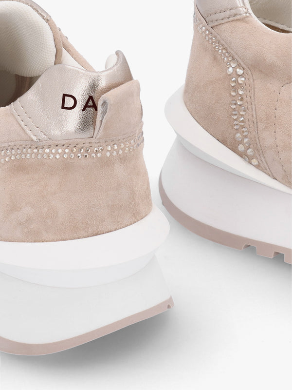 Arabella Taupe Suede Crystal Embellished Trainers
