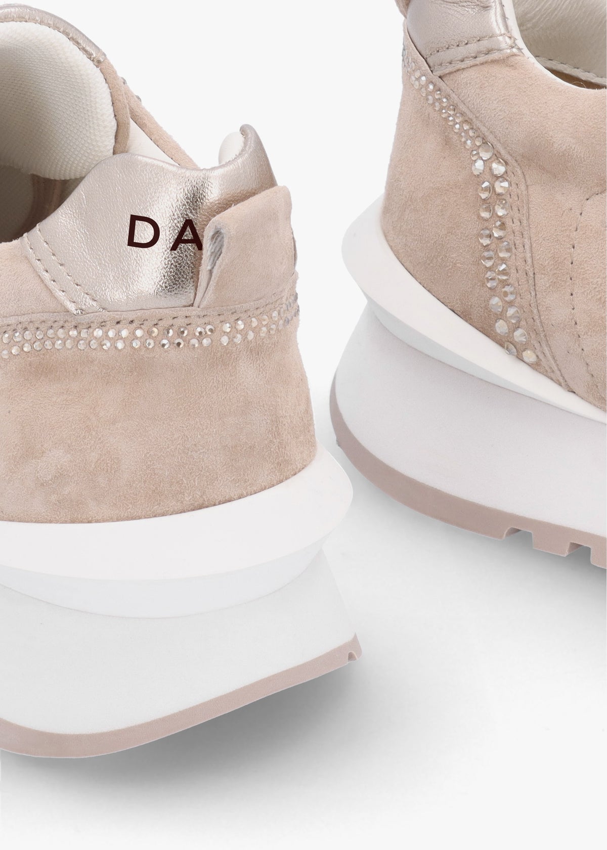 Arabella Taupe Suede Crystal Embellished Trainers