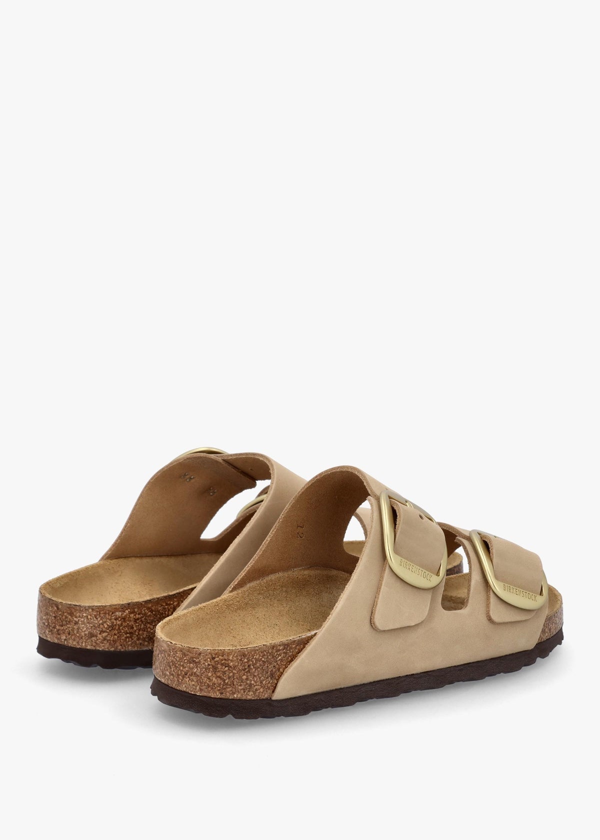 Arizona Big Buckle Sandcastle Nubuck Leather Two Bar Mules