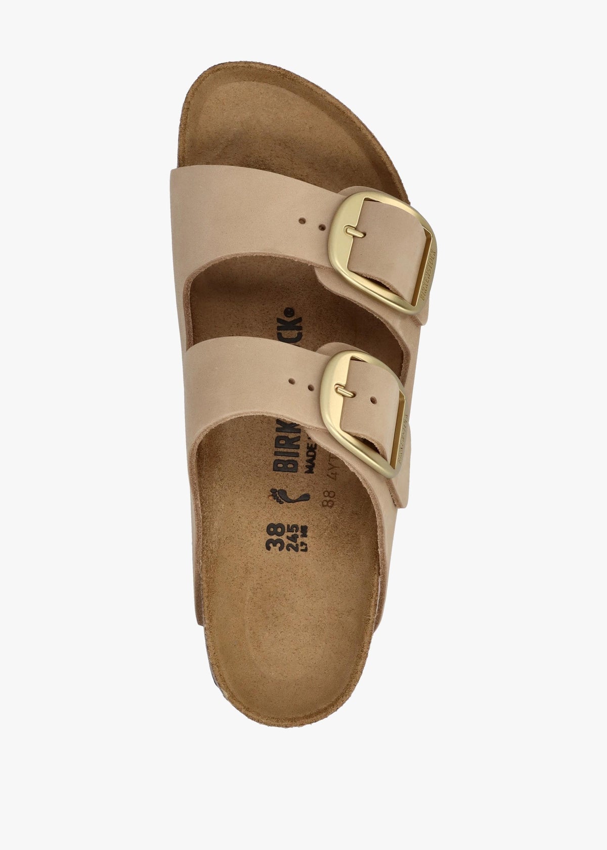 Arizona Big Buckle Sandcastle Nubuck Leather Two Bar Mules