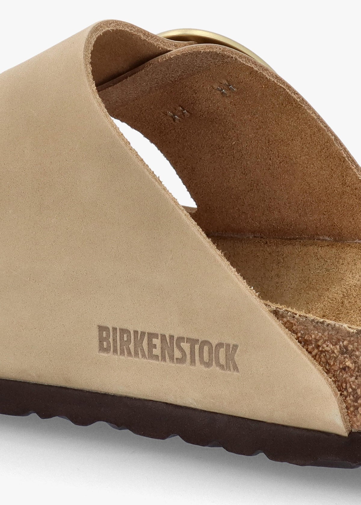 Arizona Big Buckle Sandcastle Nubuck Leather Two Bar Mules