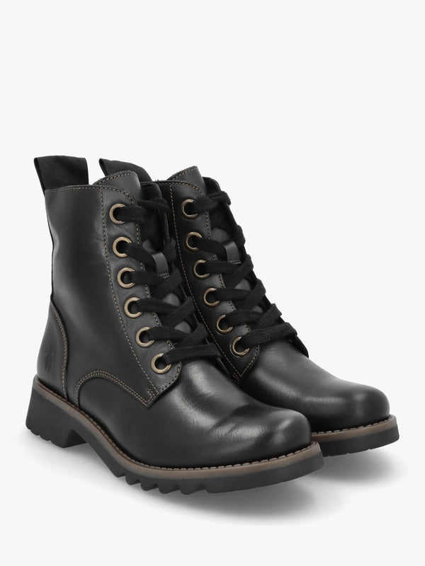 Ragi Black Rug Leather Ankle Boots