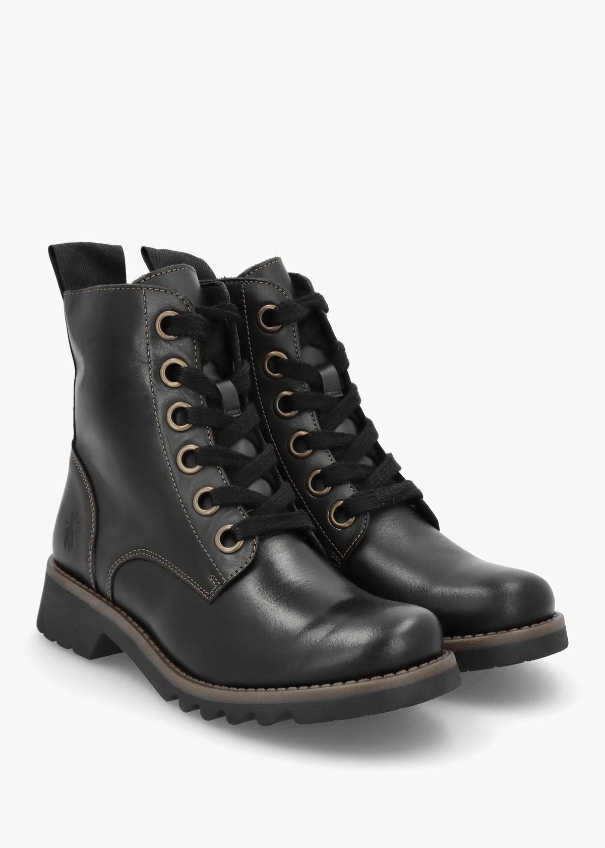 Ragi Black Rug Leather Ankle Boots