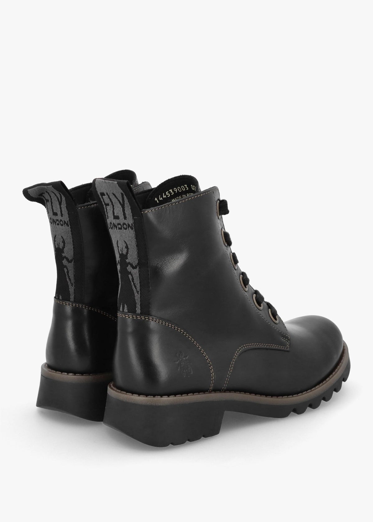 Ragi Black Rug Leather Ankle Boots