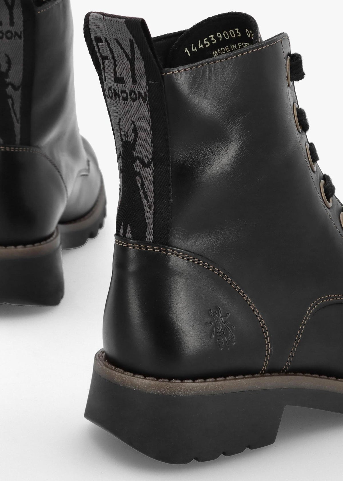 Ragi Black Rug Leather Ankle Boots