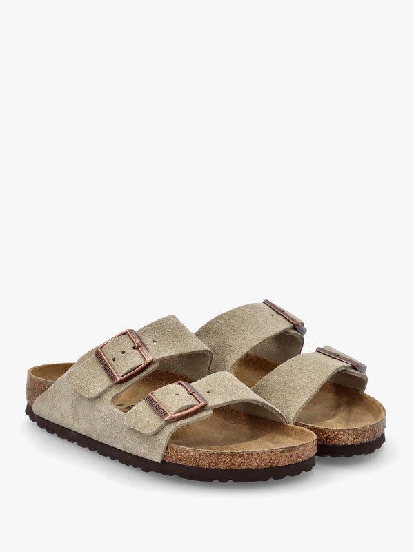 Arizona Taupe Suede Two Bar Mules