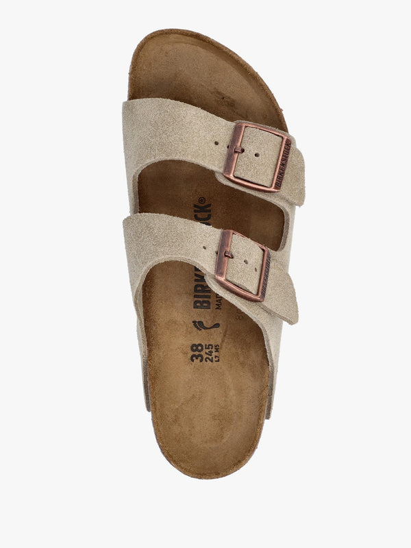 Arizona Taupe Suede Two Bar Mules