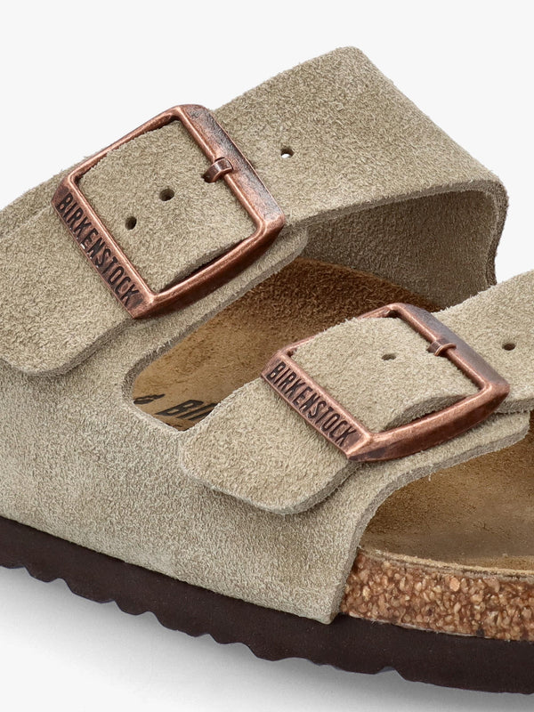 Arizona Taupe Suede Two Bar Mules