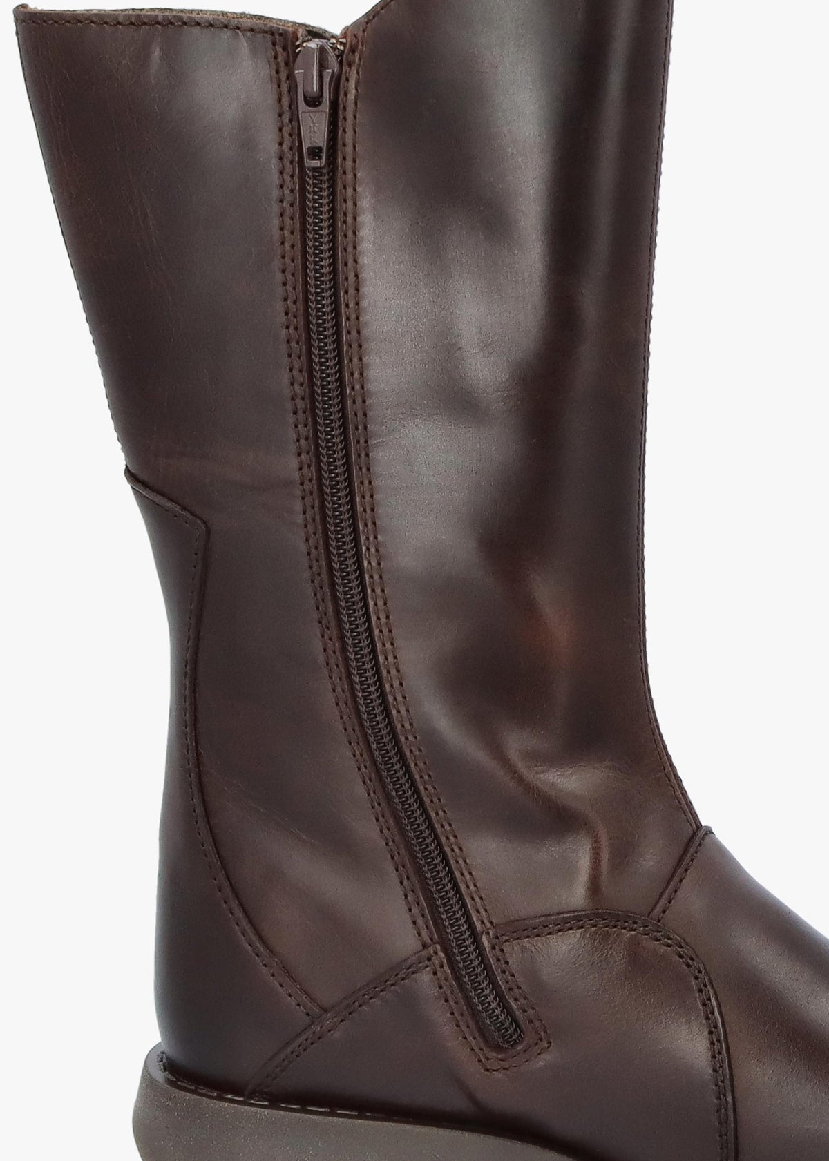 Mes II Dark Brown Leather Low Wedge Calf Boots