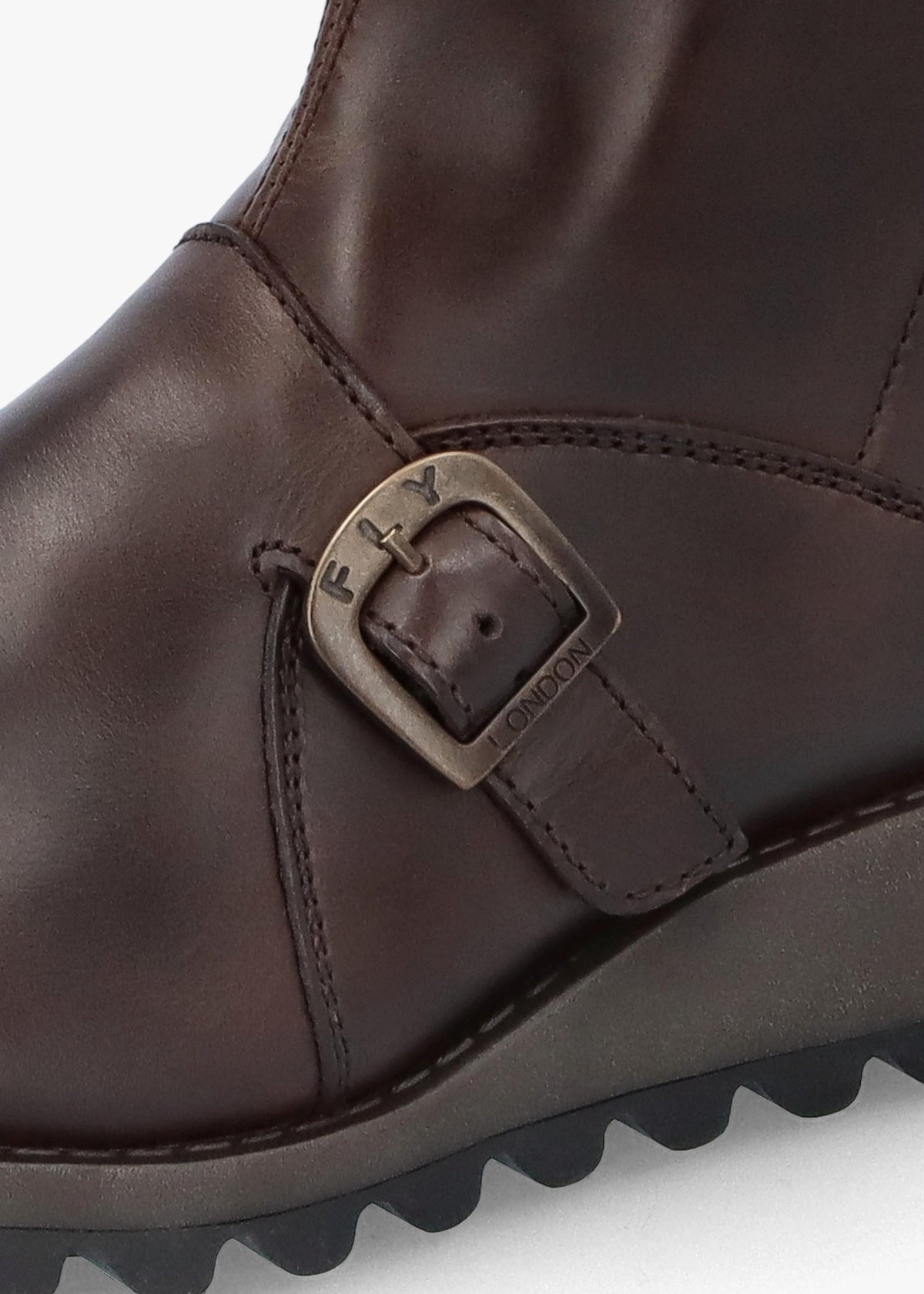 Mes II Dark Brown Leather Low Wedge Calf Boots