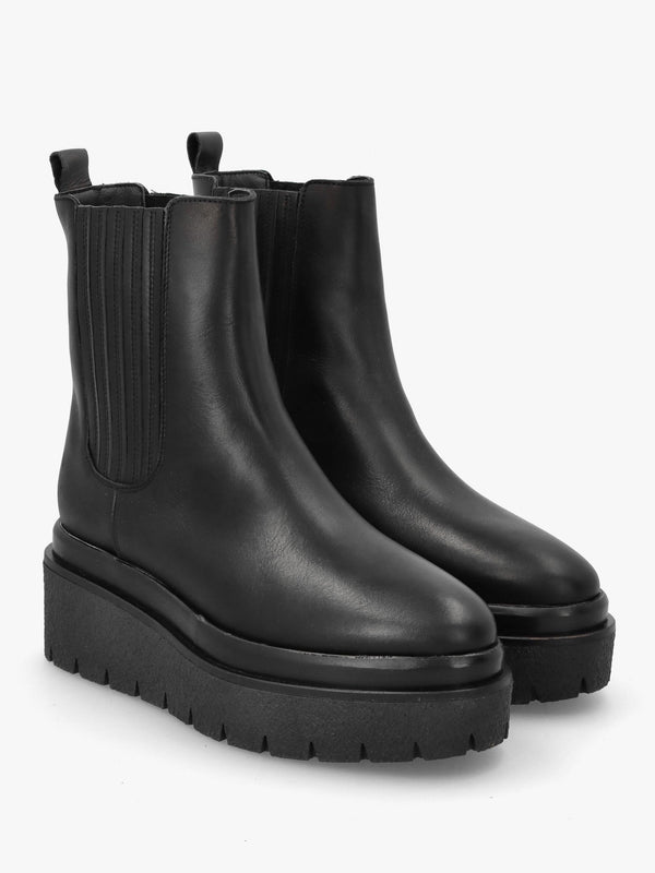 Alpie Black Leather Crepe Sole Chelsea Boots