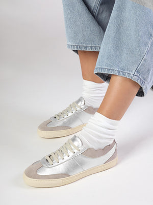 Thascal Silver Leather Low Profile Trainers