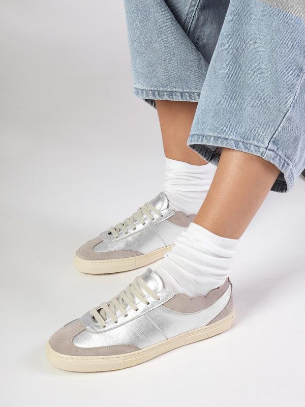Thascal Silver Leather Low Profile Trainers