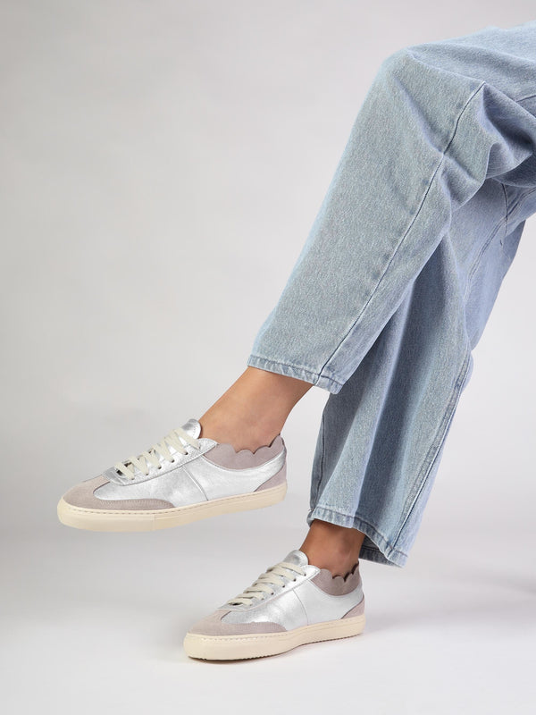 Thascal Silver Leather Low Profile Trainers