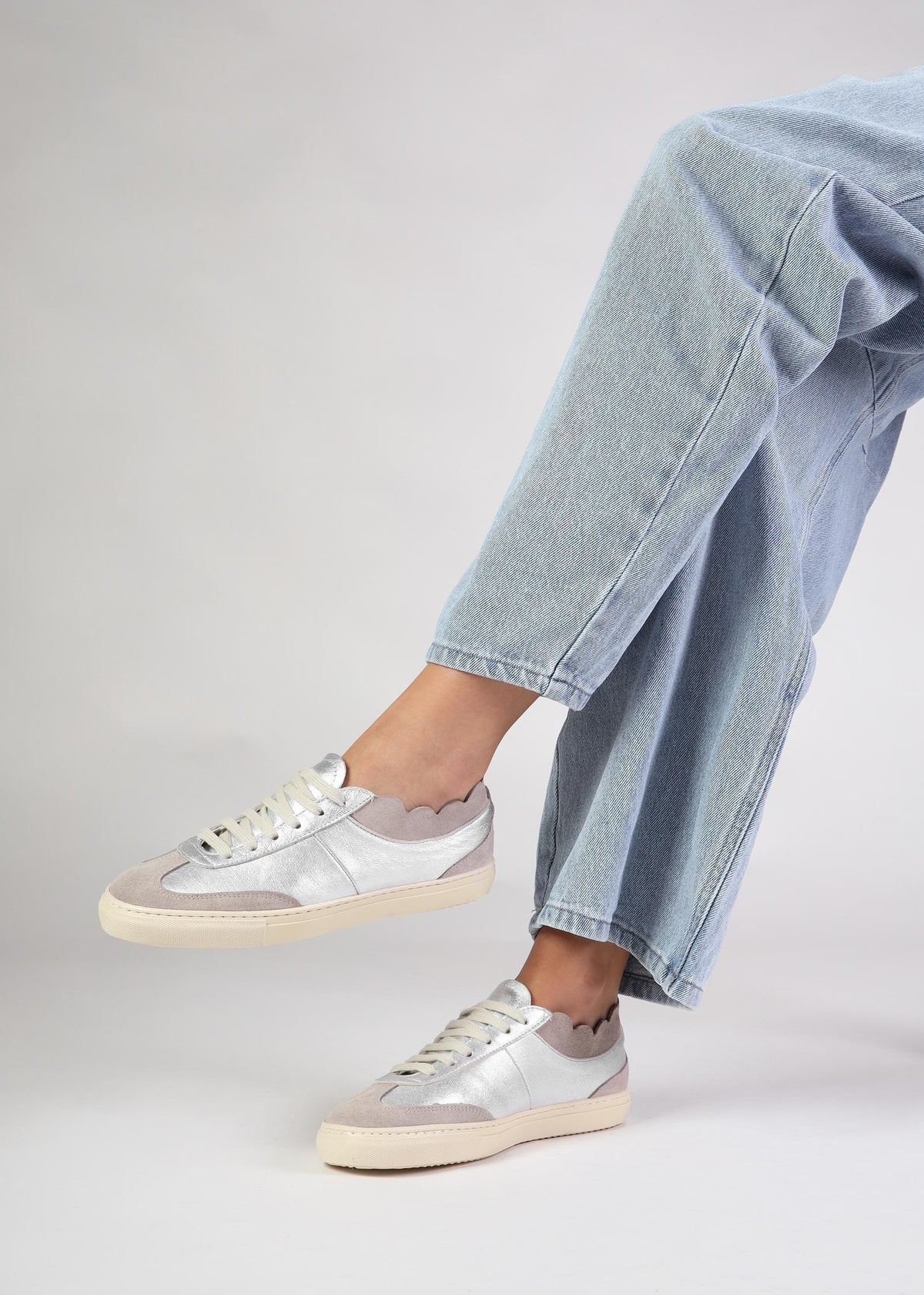Thascal Silver Leather Low Profile Trainers