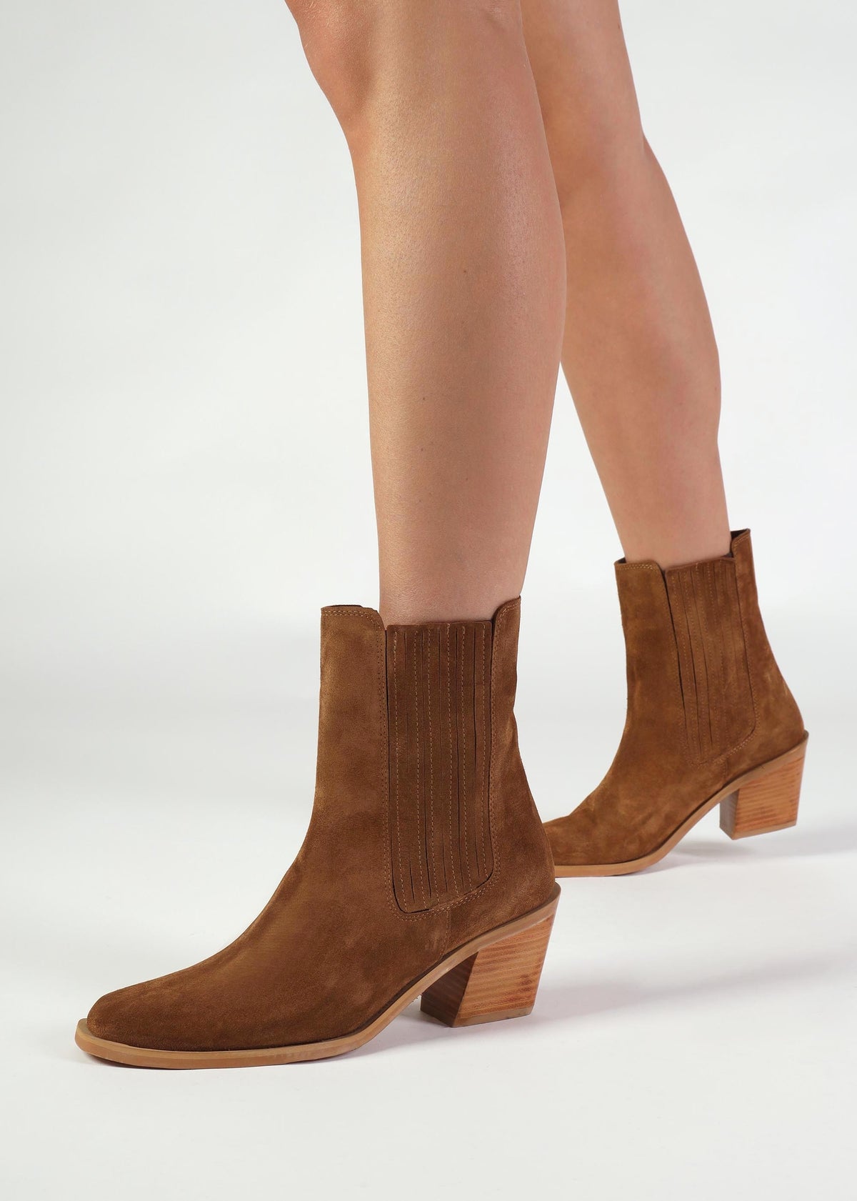 Indie Tan Suede Western Chelsea Boots