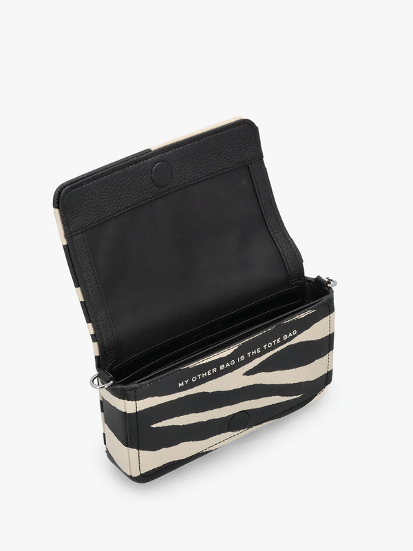 The Zebra Leather Chain Mini Black & White Cross-Body Bag