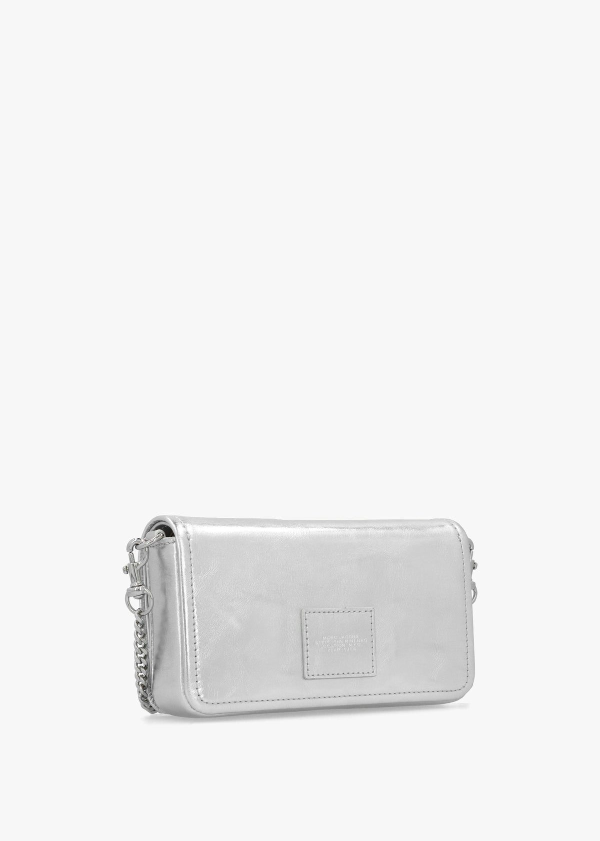 The Metallic Leather Chain Silver Mini Cross-Body Bag