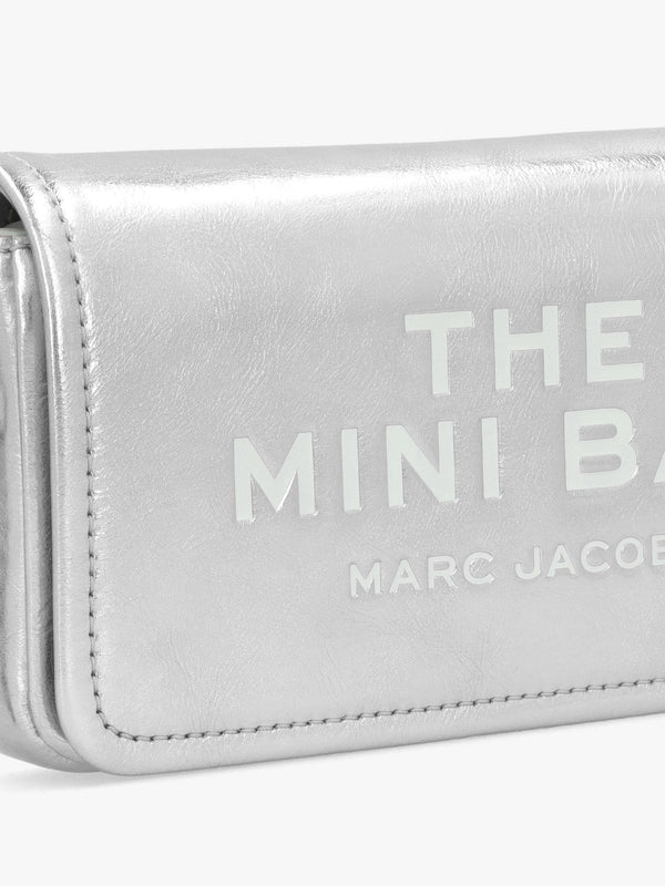 The Metallic Leather Chain Silver Mini Cross-Body Bag