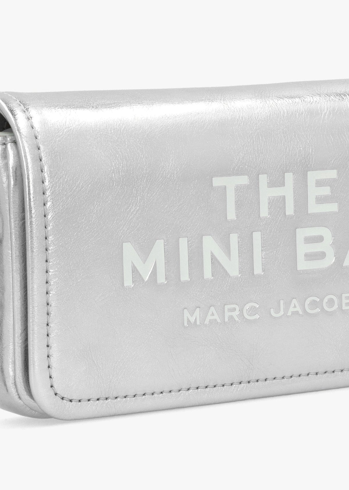 The Metallic Leather Chain Silver Mini Cross-Body Bag