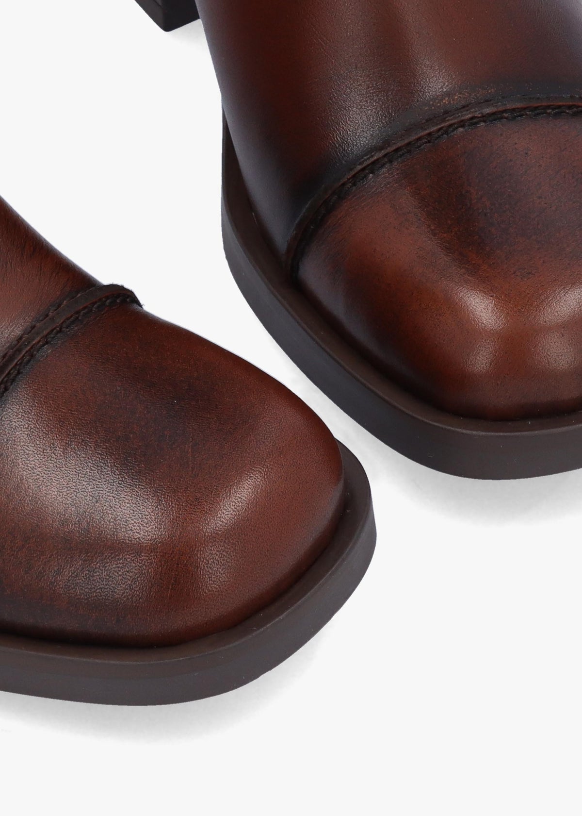 Tabitha Brown Leather Block Heel Ankle Boots