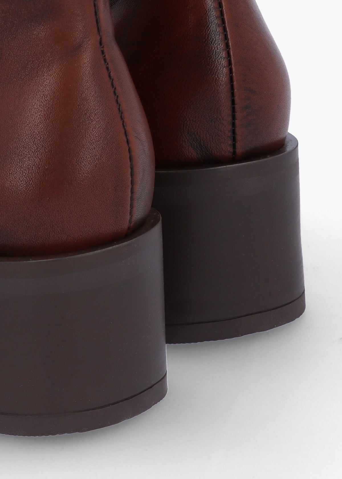 Tabitha Brown Leather Block Heel Ankle Boots