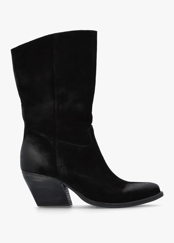 Genesis Black Leather Western Calf Boots