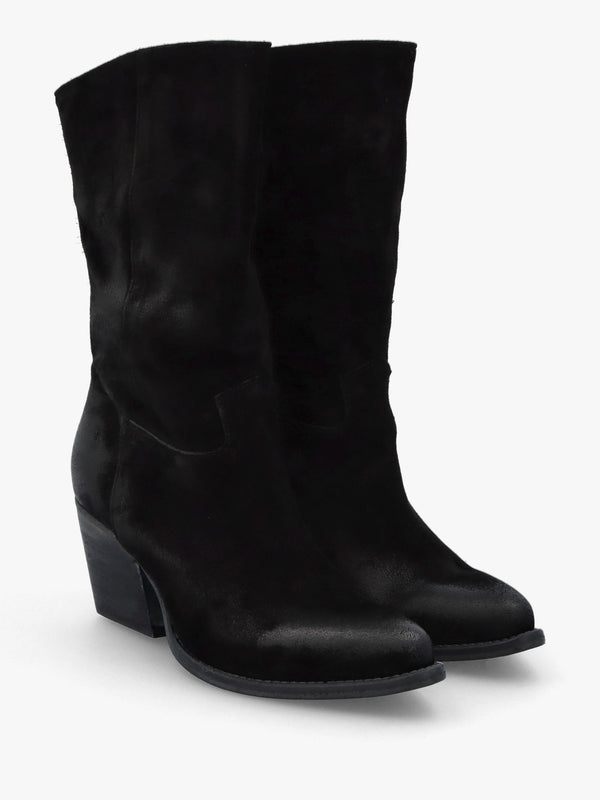 Genesis Black Leather Western Calf Boots