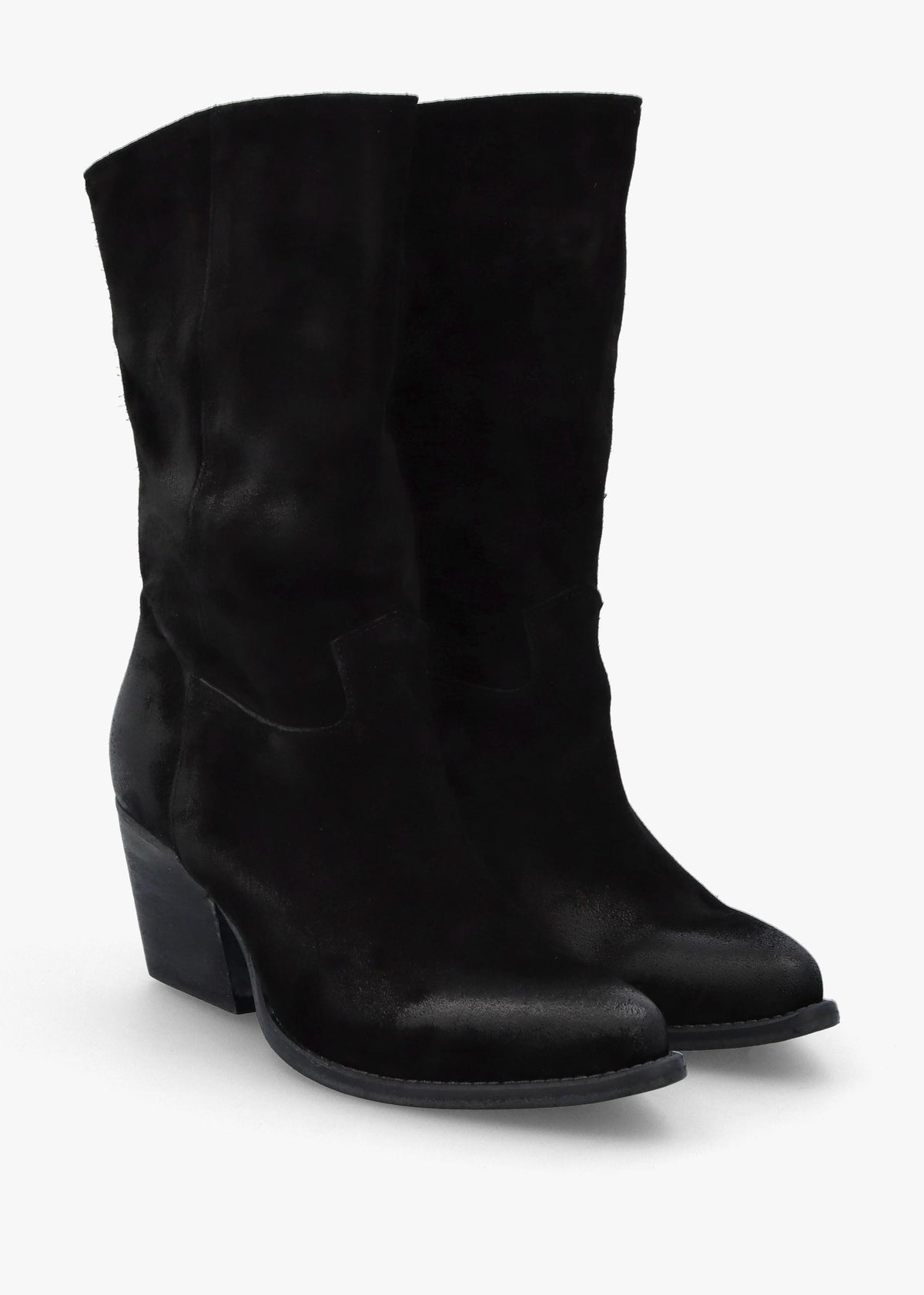 Genesis Black Leather Western Calf Boots